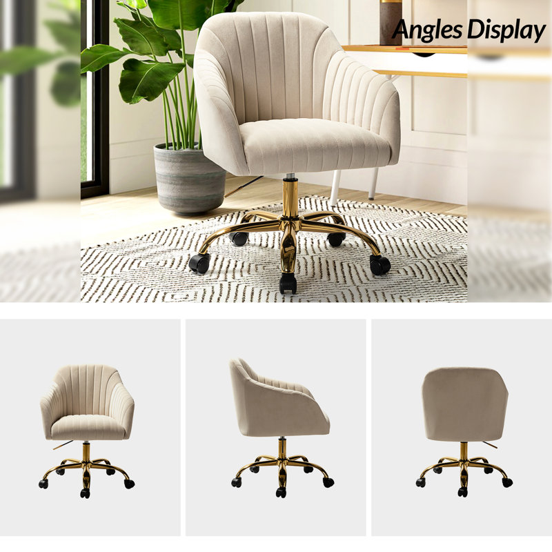 Etta Avenue™ Adan Modern Velvet Task Chair with Wood Frame and